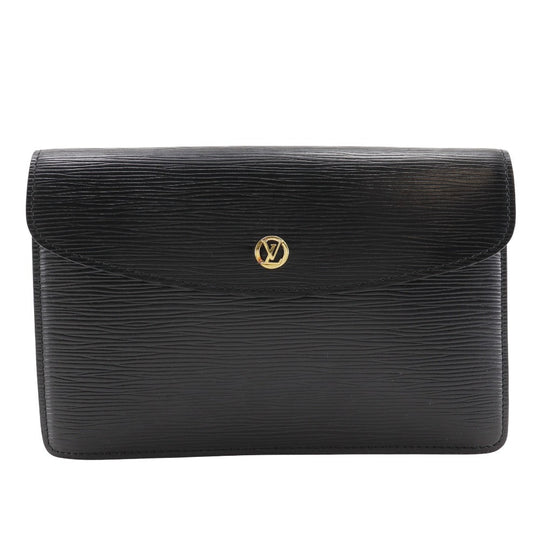 LOUIS VUITTON Clutch bag M52662 Epi Leather black business bag Montaigne 23 mens Used Authentic