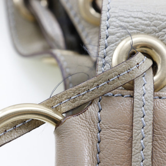CELINE Shoulder Bag Calfskin beige punching purse Women Used Authentic
