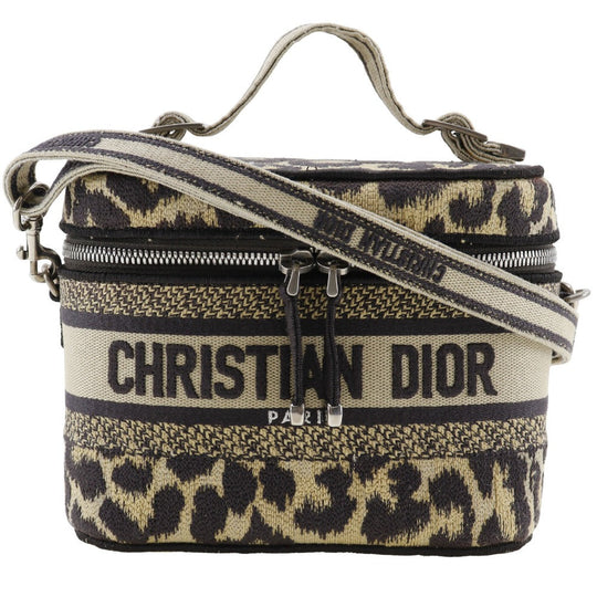 Christian Dior Handbag canvas beige Leopard 2WAYShoulder Vanity Women Used Authentic