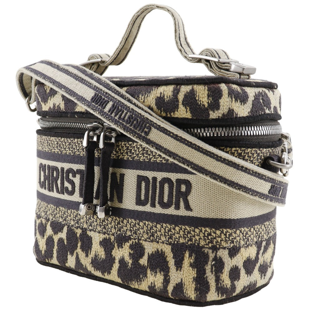 Christian Dior Handbag canvas beige Leopard 2WAYShoulder Vanity Women Used Authentic