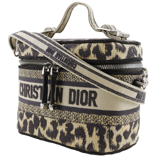 Christian Dior Handbag canvas beige Leopard 2WAYShoulder Vanity Women Used Authentic