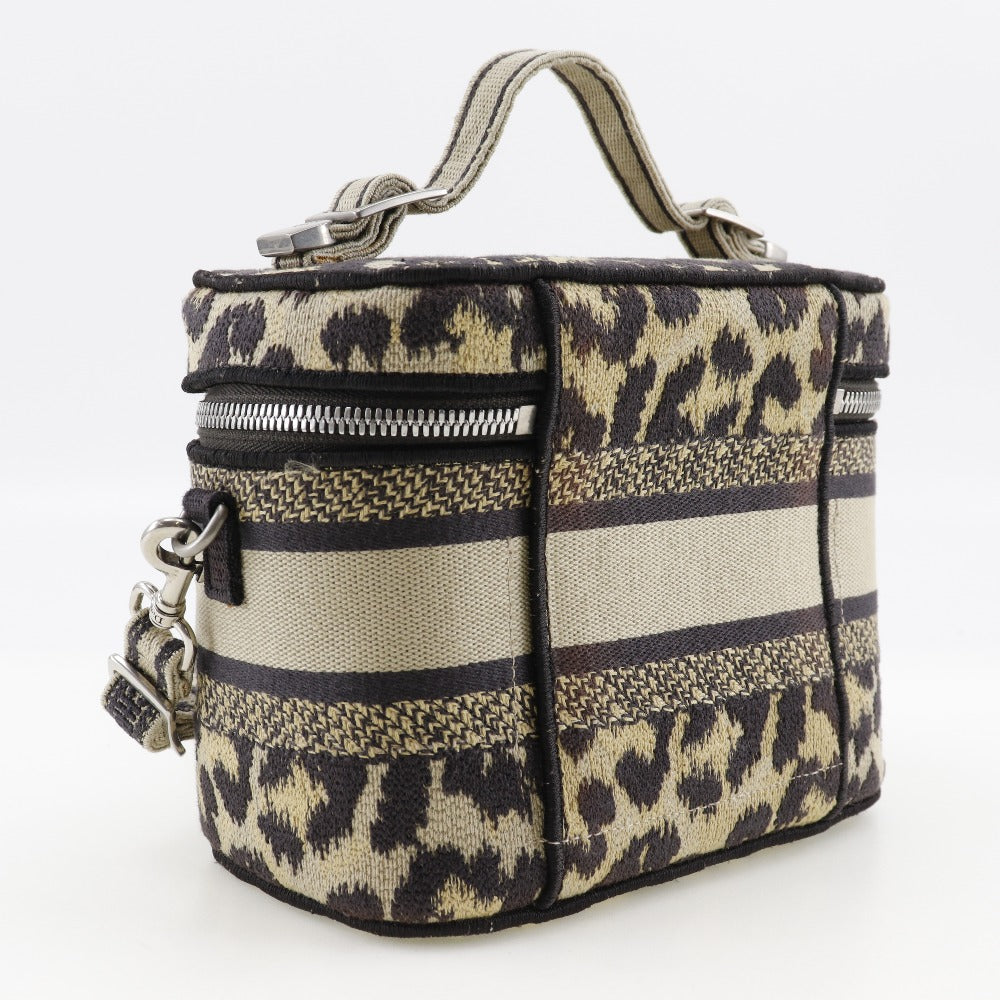 Christian Dior Handbag canvas beige Leopard 2WAYShoulder Vanity Women Used Authentic