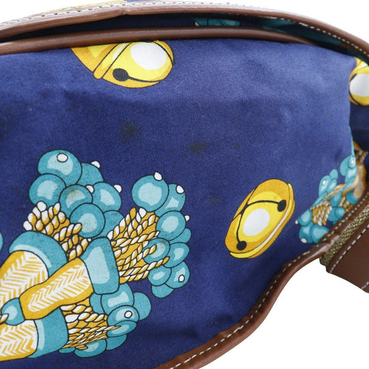 LOEWE Shoulder Bag canvas Navy blue vintage COLECCION JEREZ Collection line Women Used Authentic