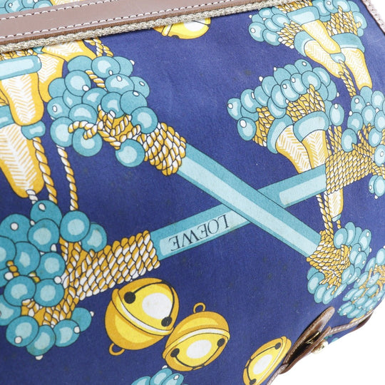 LOEWE Shoulder Bag canvas Navy blue vintage COLECCION JEREZ Collection line Women Used Authentic