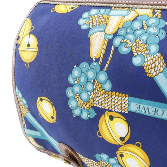 LOEWE Shoulder Bag canvas Navy blue vintage COLECCION JEREZ Collection line Women Used Authentic