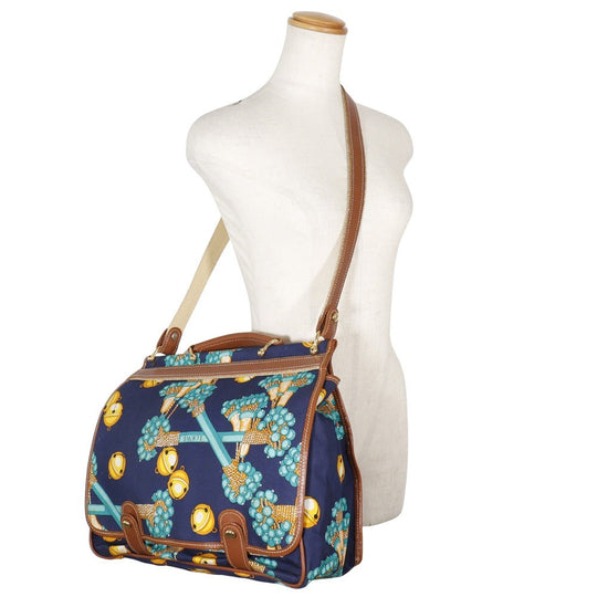 LOEWE Shoulder Bag canvas Navy blue vintage COLECCION JEREZ Collection line Women Used Authentic