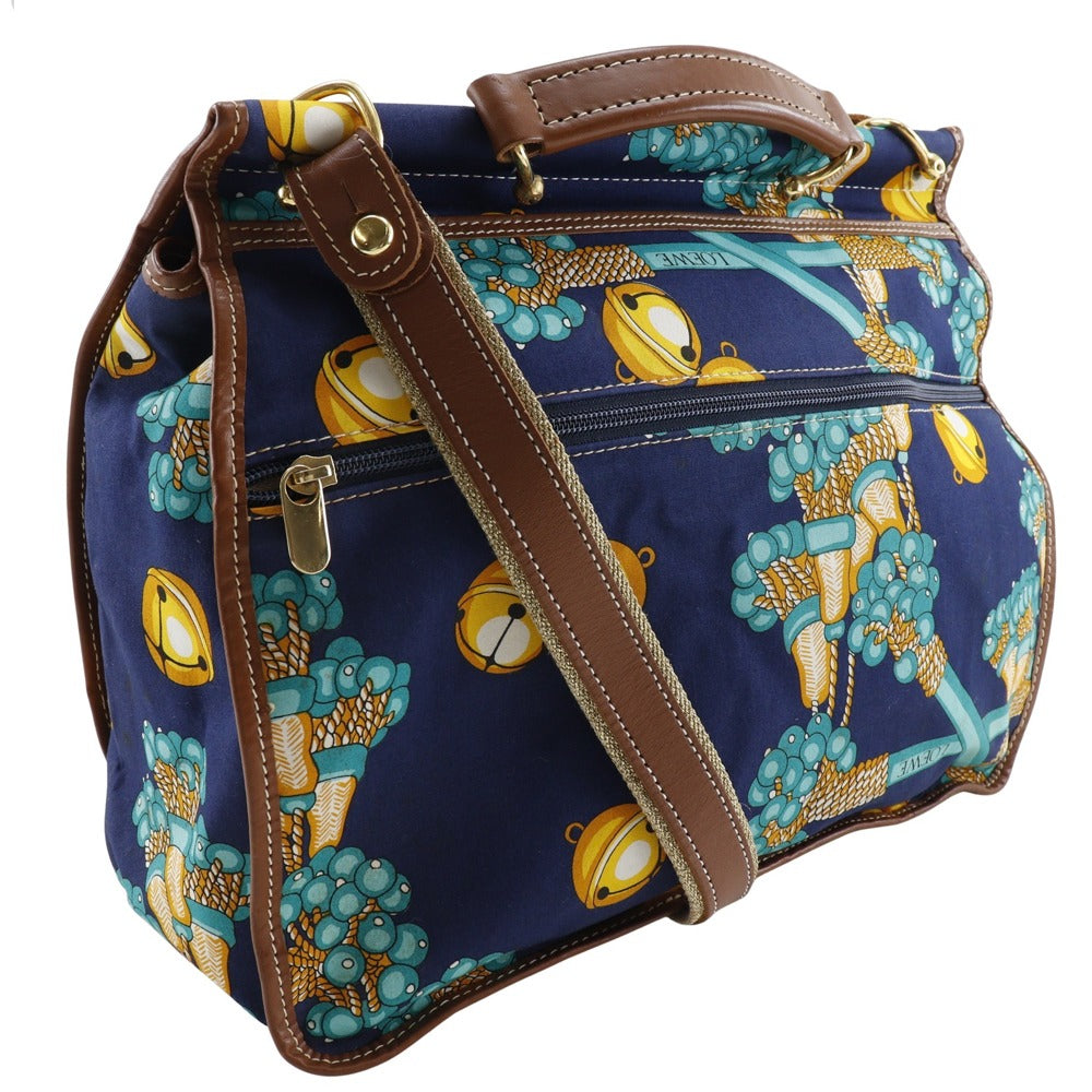 LOEWE Shoulder Bag canvas Navy blue vintage COLECCION JEREZ Collection line Women Used Authentic