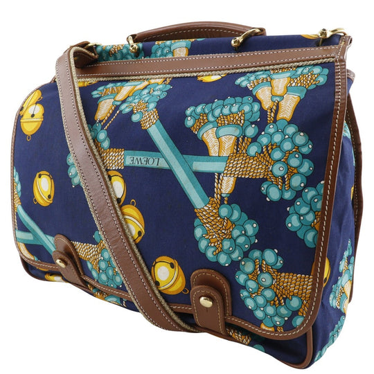 LOEWE Shoulder Bag canvas Navy blue vintage COLECCION JEREZ Collection line Women Used Authentic