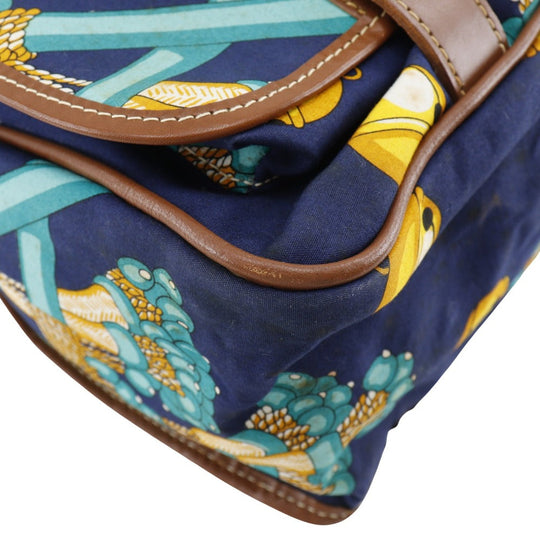 LOEWE Shoulder Bag canvas Navy blue vintage COLECCION JEREZ Collection line Women Used Authentic