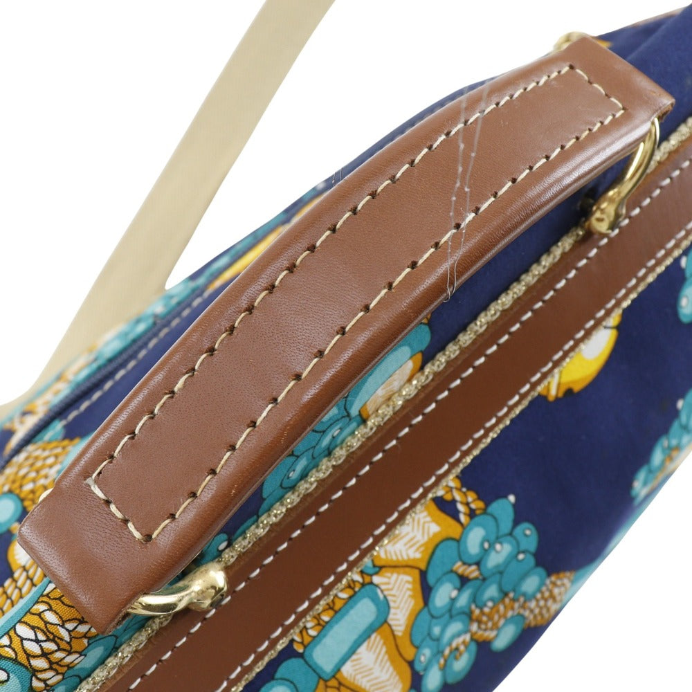 LOEWE Shoulder Bag canvas Navy blue vintage COLECCION JEREZ Collection line Women Used Authentic