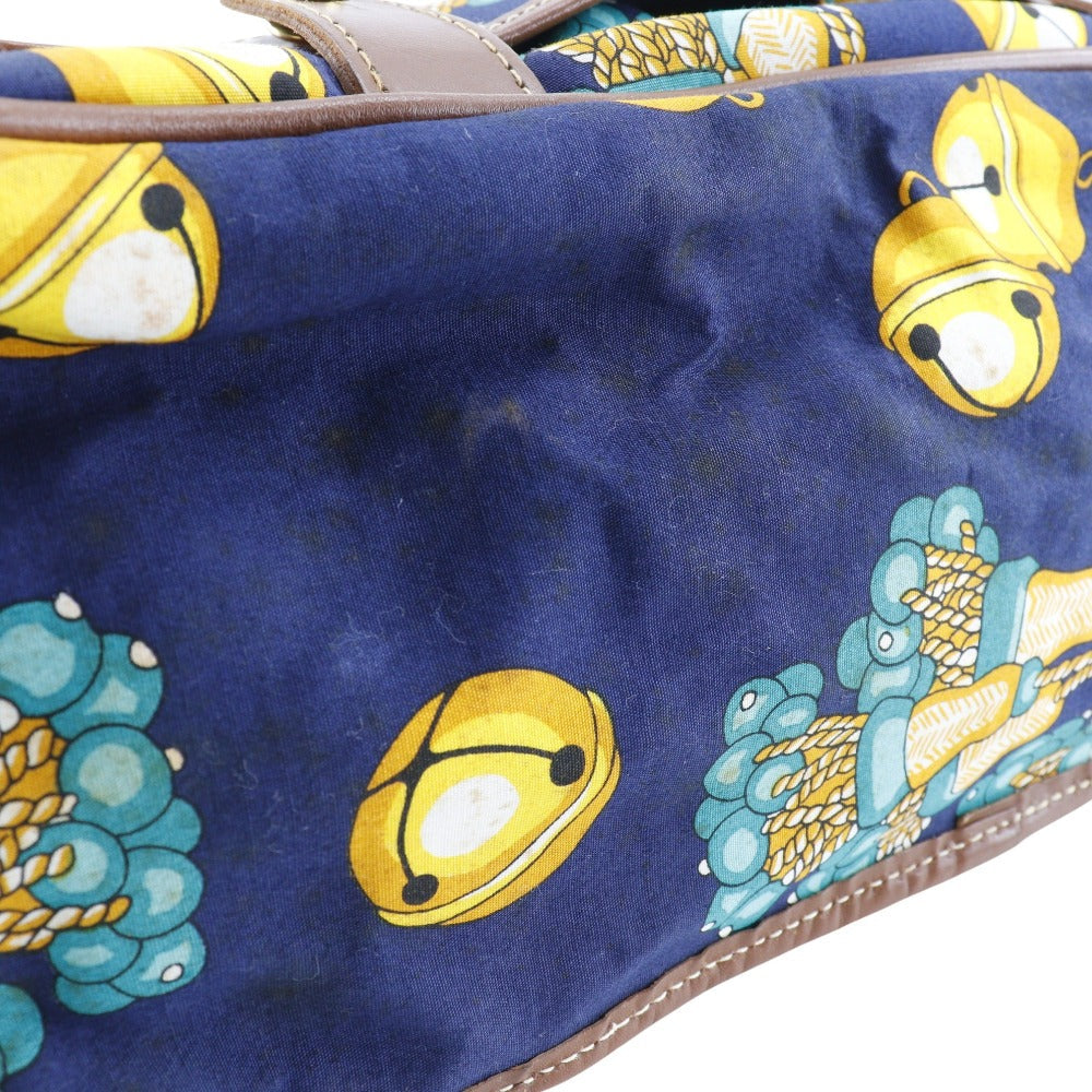 LOEWE Shoulder Bag canvas Navy blue vintage COLECCION JEREZ Collection line Women Used Authentic