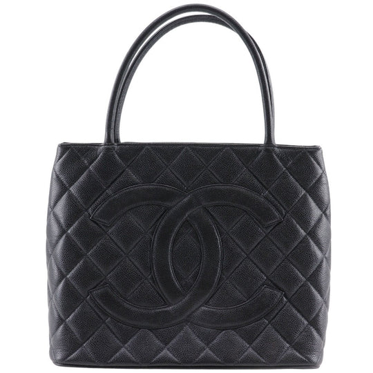 CHANEL Tote Bag A01804 Caviar skin black COCO Mark Replica Tote Women Used Authentic