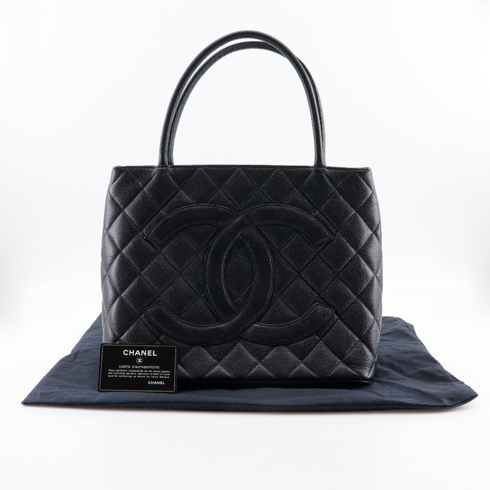 CHANEL Tote Bag A01804 Caviar skin black COCO Mark Replica Tote Women Used Authentic