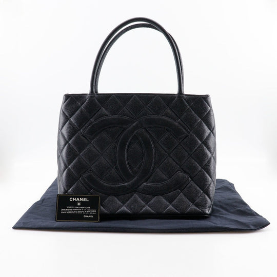 CHANEL Tote Bag A01804 Caviar skin black COCO Mark Replica Tote Women Used Authentic
