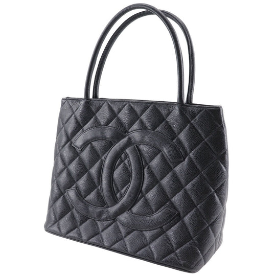 CHANEL Tote Bag A01804 Caviar skin black COCO Mark Replica Tote Women Used Authentic