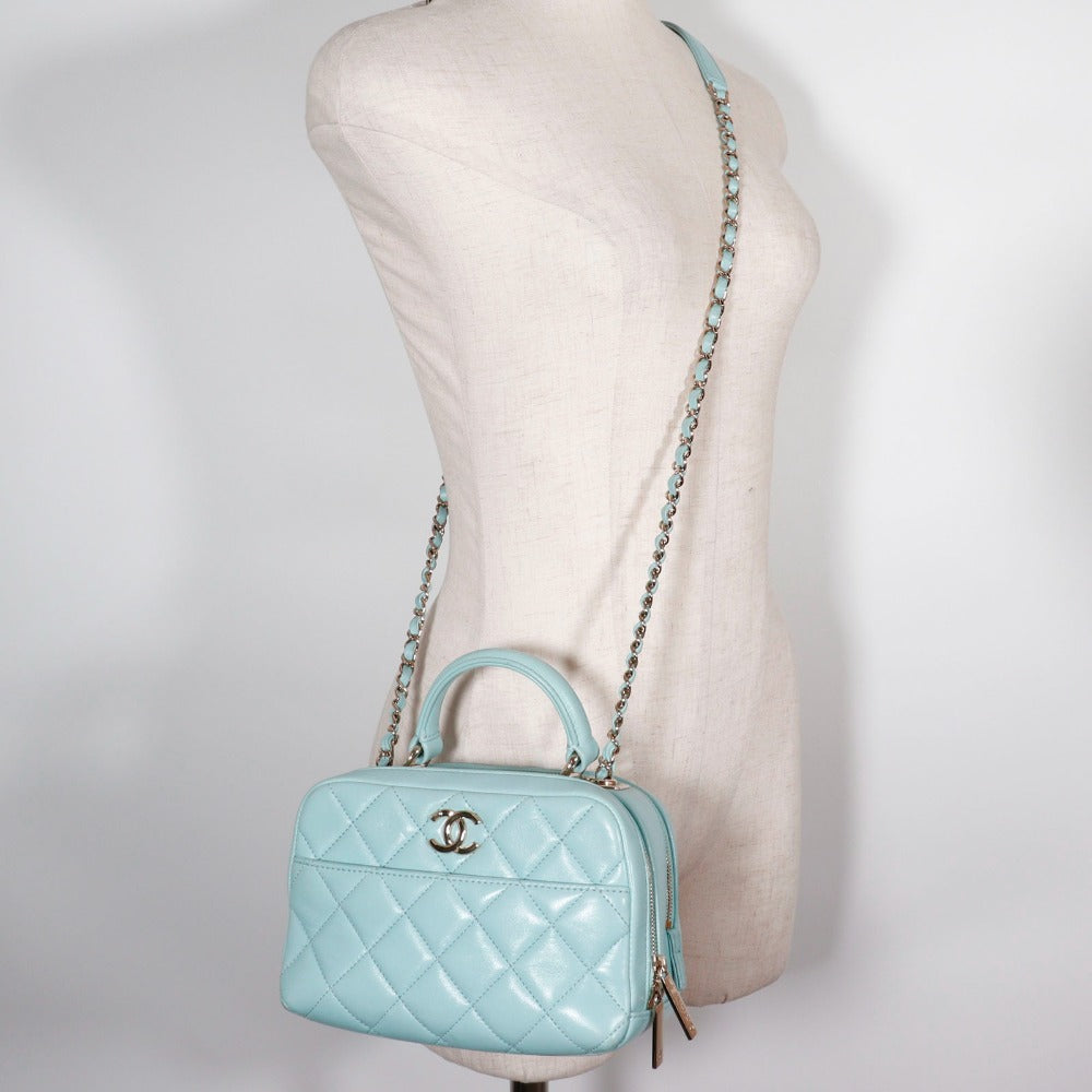 CHANEL Handbag Calfskin light blue 2WAYShoulder Matrasse Trendy COCO Mark Women Used Authentic