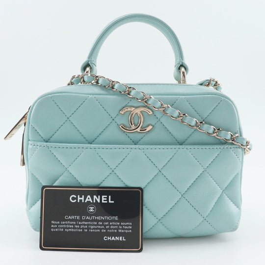 CHANEL Handbag Calfskin light blue 2WAYShoulder Matrasse Trendy COCO Mark Women Used Authentic