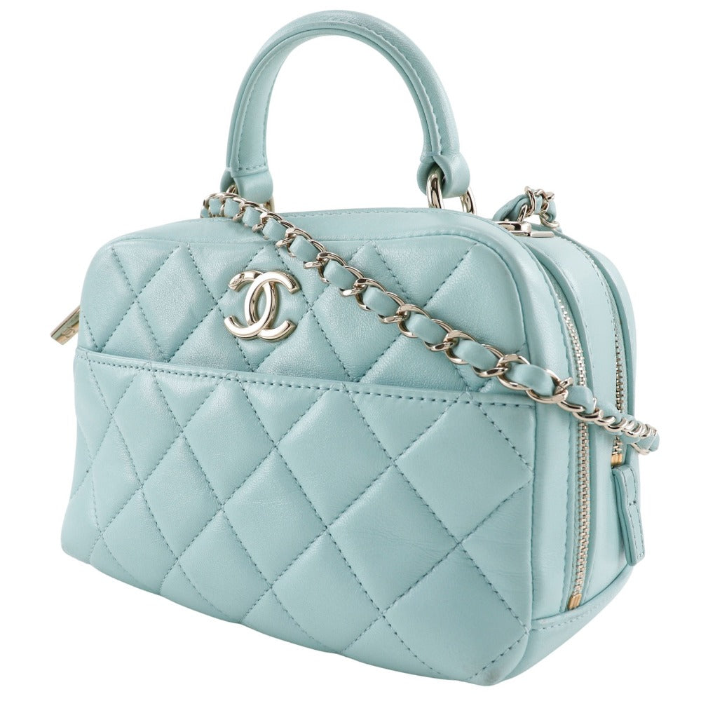 CHANEL Handbag Calfskin light blue 2WAYShoulder Matrasse Trendy COCO Mark Women Used Authentic