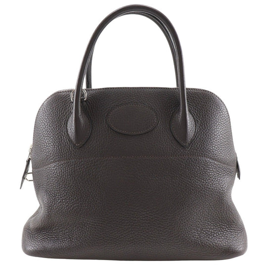 HERMES Handbag Taurillon Clemence Dark brown Bored 31 Women Used Authentic