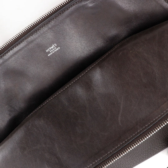 HERMES Handbag Taurillon Clemence Dark brown Bored 31 Women Used Authentic