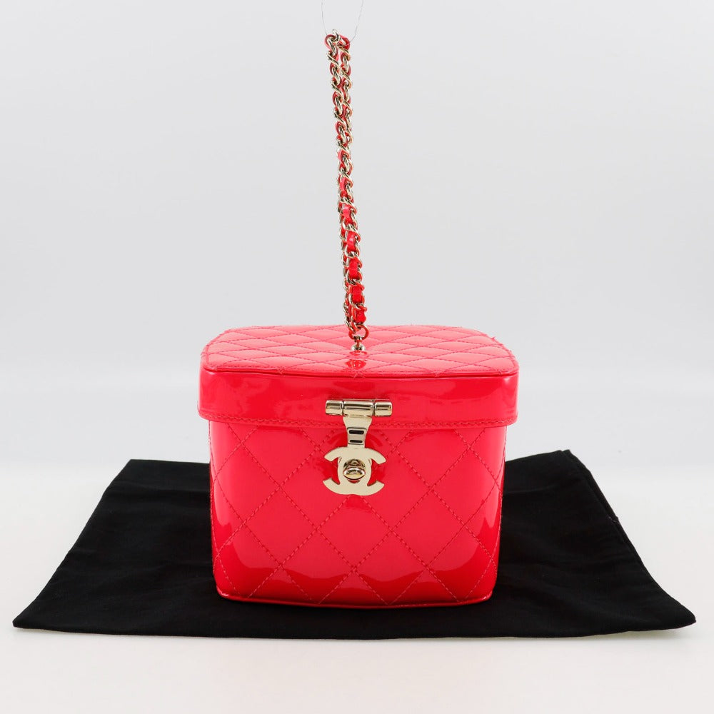 CHANEL Handbag Patent leather pink Party bag Matrasse Vanity Women Used Authentic