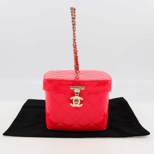 CHANEL Handbag Patent leather pink Party bag Matrasse Vanity Women Used Authentic
