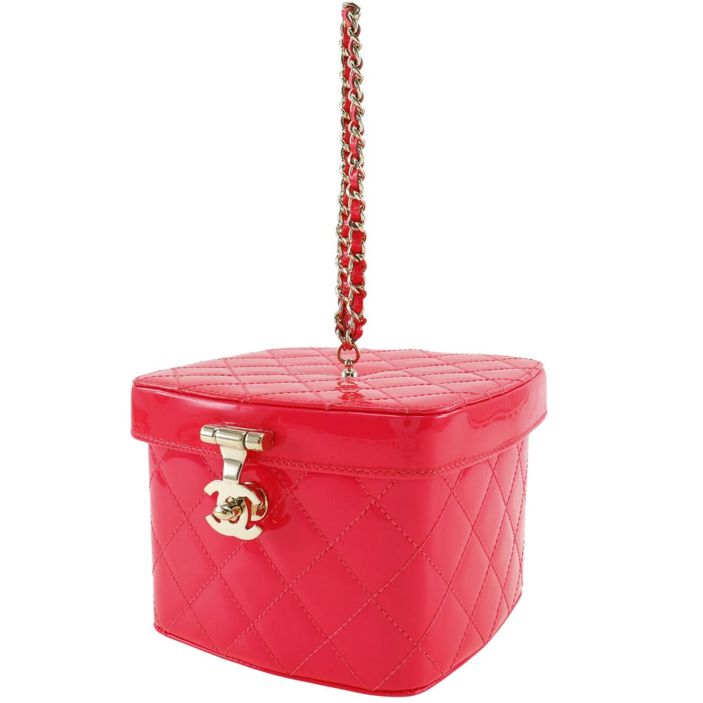 CHANEL Handbag Patent leather pink Party bag Matrasse Vanity Women Used Authentic