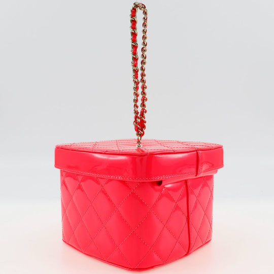 CHANEL Handbag Patent leather pink Party bag Matrasse Vanity Women Used Authentic