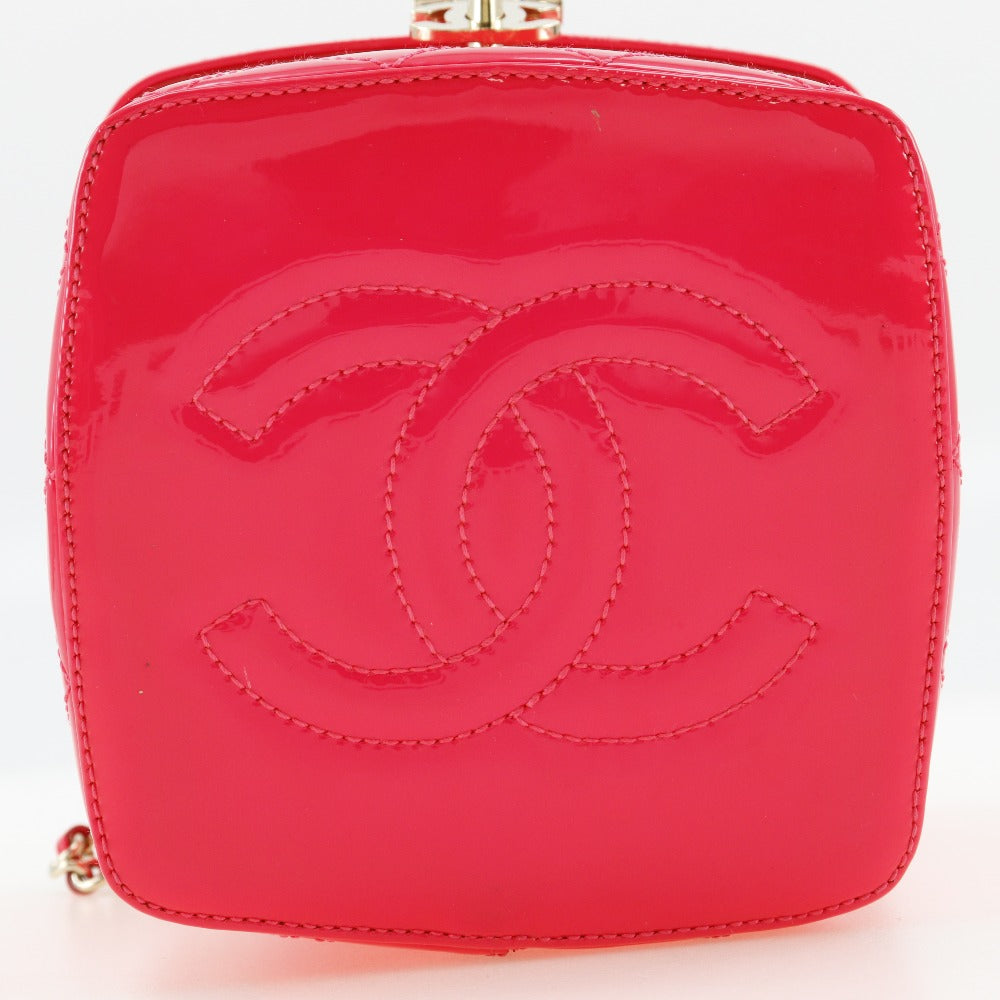 CHANEL Handbag Patent leather pink Party bag Matrasse Vanity Women Used Authentic
