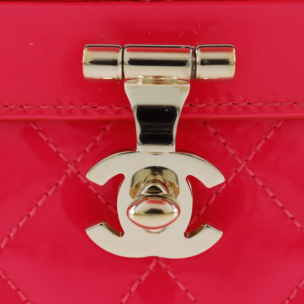 CHANEL Handbag Patent leather pink Party bag Matrasse Vanity Women Used Authentic