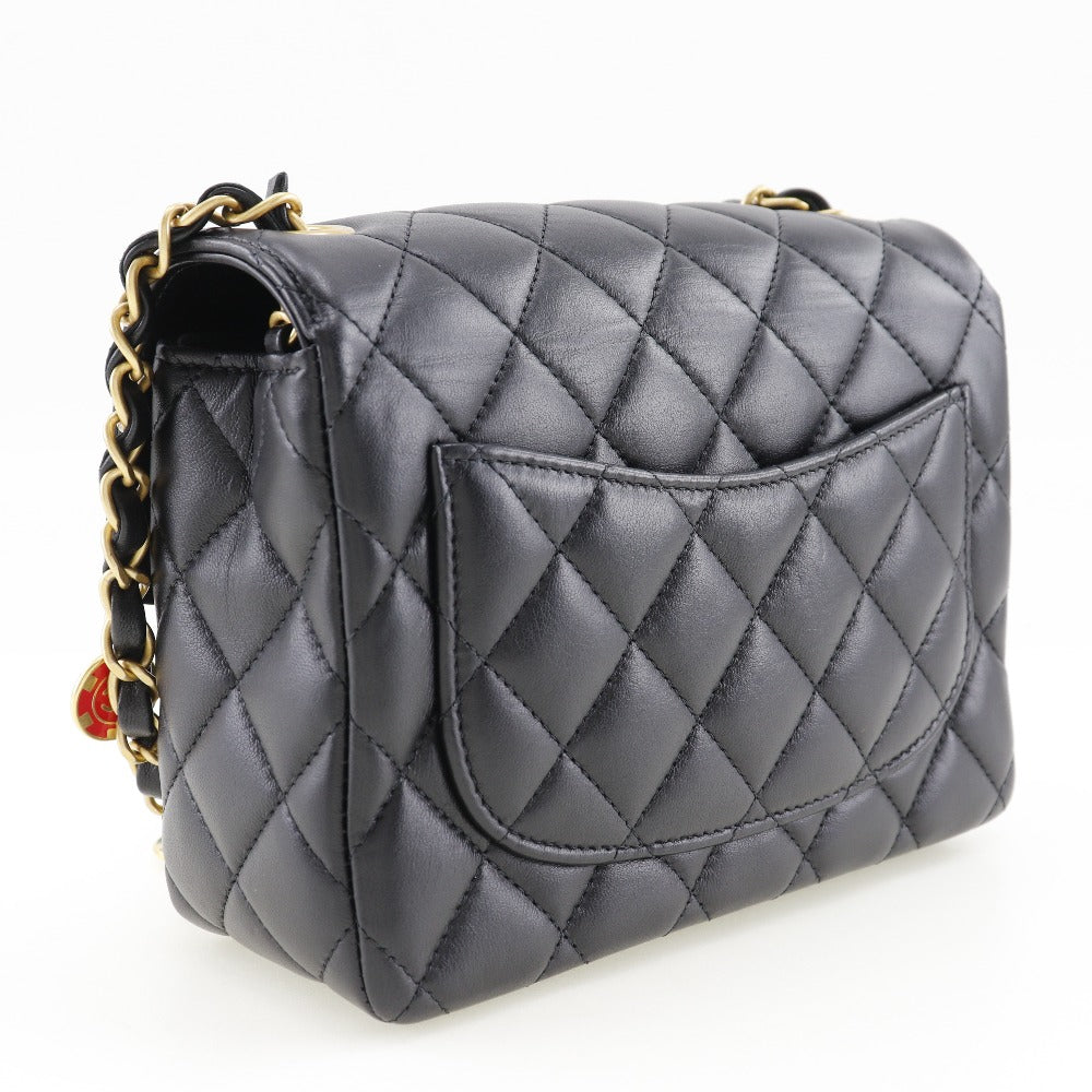 CHANEL Shoulder Bag Calfskin black COCO Mark charm ChainShoulder Matrasse Women Used Authentic