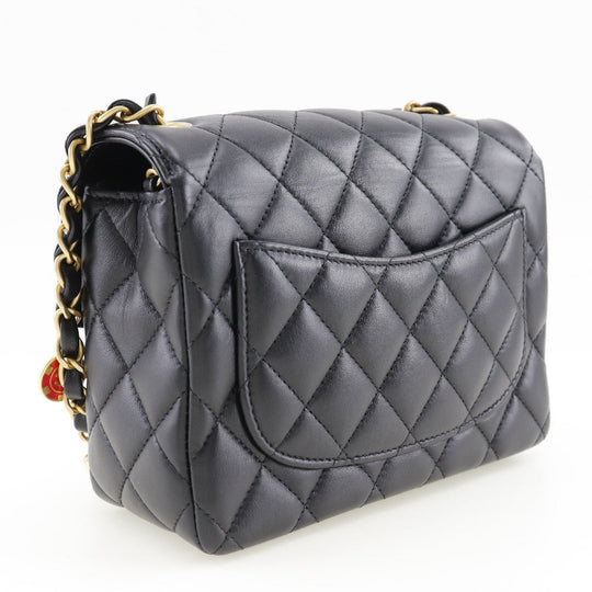 CHANEL Shoulder Bag Calfskin black COCO Mark charm ChainShoulder Matrasse Women Used Authentic