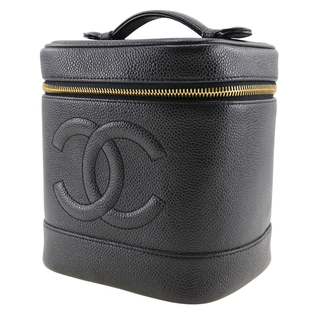 CHANEL Pouch A01998 Caviar skin black Handbag Vanity Women Used Authentic