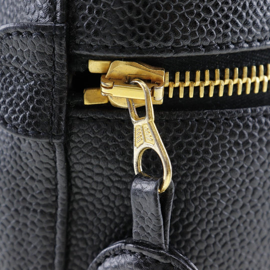 CHANEL Pouch A01998 Caviar skin black Handbag Vanity Women Used Authentic