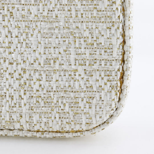 CHANEL Shoulder Bag A84415 tweed White 2-way clutch Deauville ChainShoulder Women Used Authentic