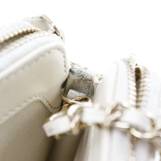 CHANEL Shoulder Bag A84415 tweed White 2-way clutch Deauville ChainShoulder Women Used Authentic