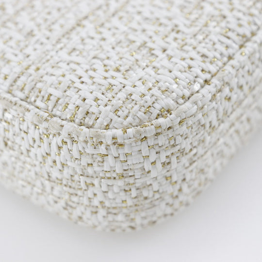 CHANEL Shoulder Bag A84415 tweed White 2-way clutch Deauville ChainShoulder Women Used Authentic