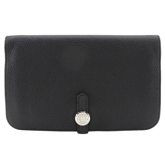 HERMES Long Wallet Purse Togo black Dogon GM unisex(Unisex) Used Authentic