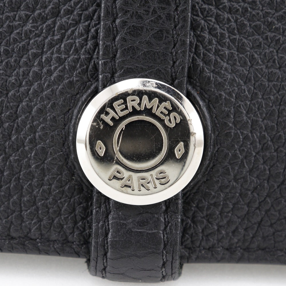 HERMES Long Wallet Purse Togo black Dogon GM unisex(Unisex) Used Authentic