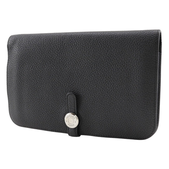 HERMES Long Wallet Purse Togo black Dogon GM unisex(Unisex) Used Authentic