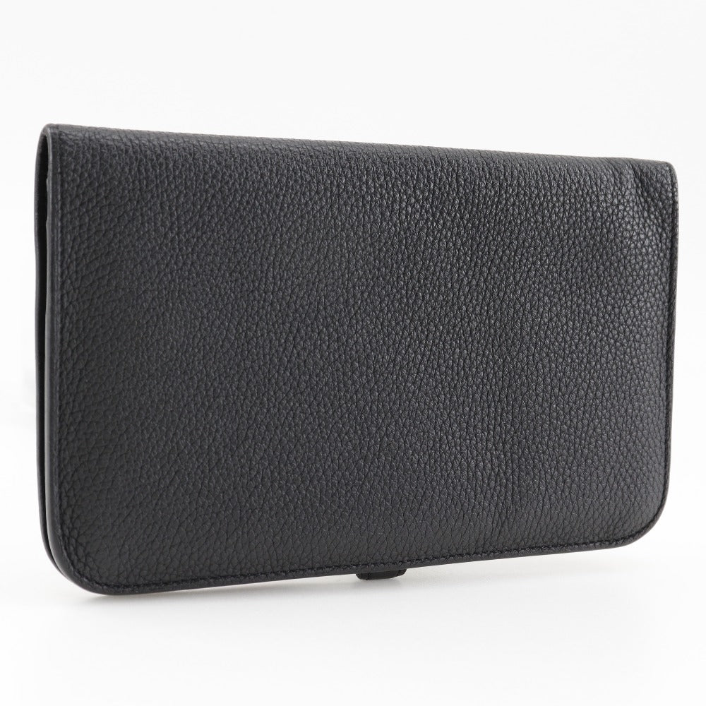 HERMES Long Wallet Purse Togo black Dogon GM unisex(Unisex) Used Authentic