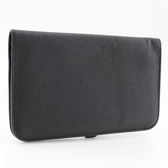 HERMES Long Wallet Purse Togo black Dogon GM unisex(Unisex) Used Authentic