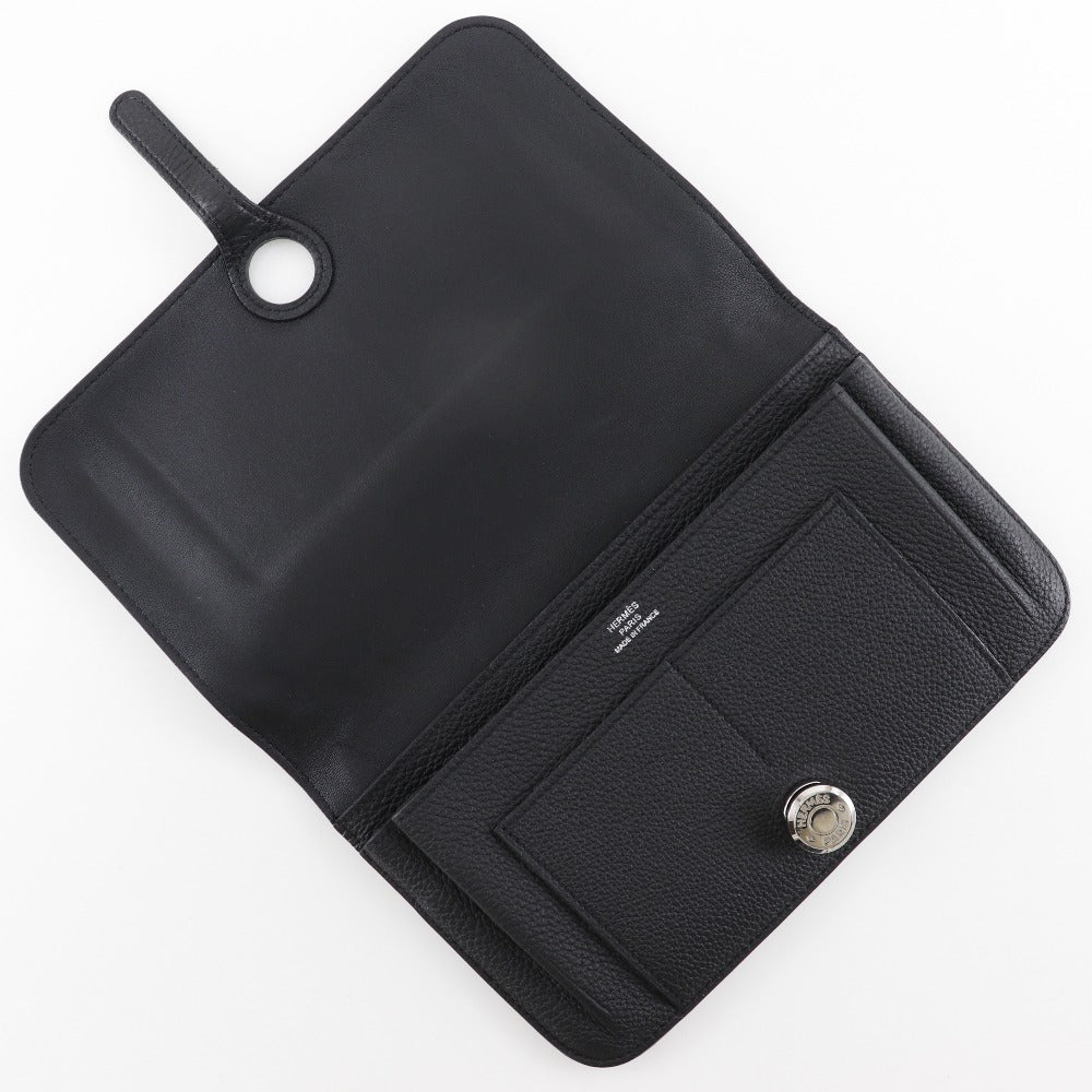 HERMES Long Wallet Purse Togo black Dogon GM unisex(Unisex) Used Authentic