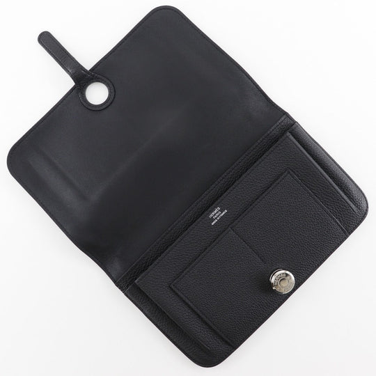 HERMES Long Wallet Purse Togo black Dogon GM unisex(Unisex) Used Authentic
