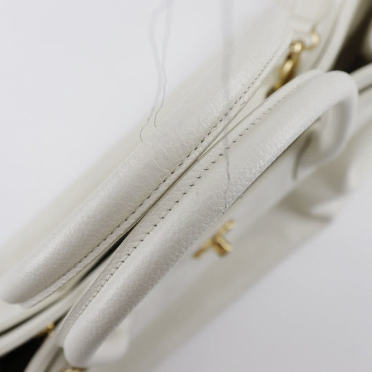 CHANEL Tote Bag A15206 Caviar skin White 2WAYShoulder Executive tote Women Used Authentic