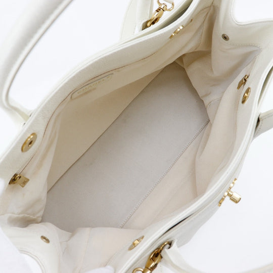CHANEL Tote Bag A15206 Caviar skin White 2WAYShoulder Executive tote Women Used Authentic