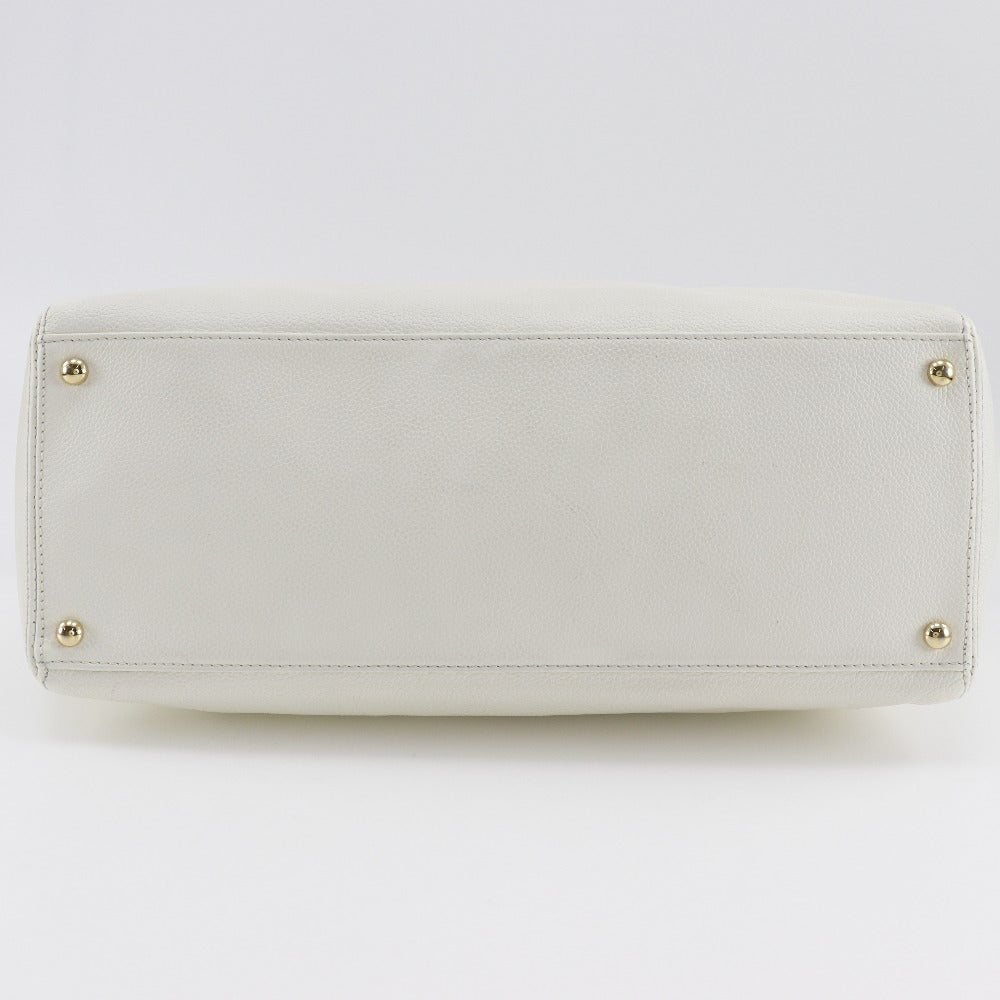 CHANEL Tote Bag A15206 Caviar skin White 2WAYShoulder Executive tote Women Used Authentic