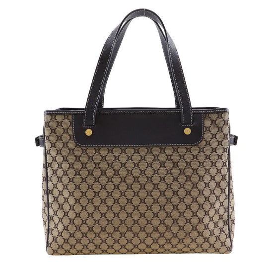 CELINE Handbag Canvas, Calfskin Brown Macadam Women Used Authentic