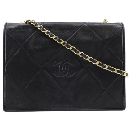 CHANEL Shoulder Bag lambskin black Matrasse Diamond stitch ChainShoulder Women Used Authentic