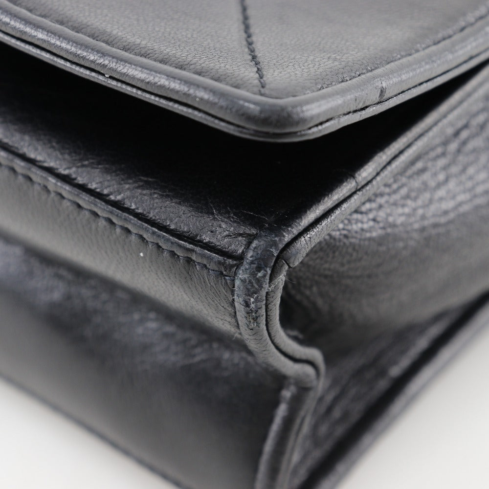 CHANEL Shoulder Bag lambskin black Matrasse Diamond stitch ChainShoulder Women Used Authentic